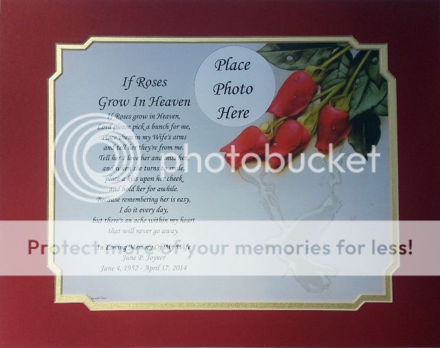 IF ROSES GROW IN HEAVEN PERSONALIZED MEMORIAL POEM FOR MOM, SISTER OR DAUGHTER eBay
